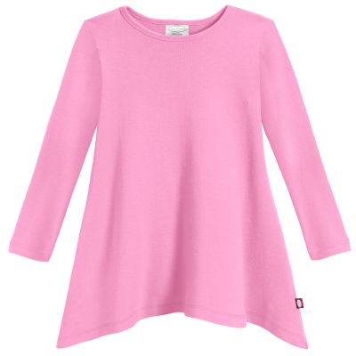 City Threads Sharkbite Shark Bite Girls Long Sleeve Tshirt Dress - Casual Everyday Cute Top Tunic Blouse Soft Natural Cotton Perfect for Sensitive Skin SPD Sensory Friendly, Medium Pink, 4