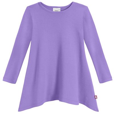 City Threads Sharkbite Shark Bite Girls Long Sleeve Tshirt Dress - Casual Everyday Cute Top Tunic Blouse Soft Natural Cotton Perfect for Sensitive Skin SPD Sensory Friendly, Deep Purple, 10