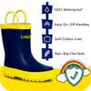 LONECONE Rain Boots with Easy-On Handles in Solid Colors for Boys and Girls, Play-Proof Flexible Rubber, Durable Non-Slip Treads, Kid-Friendly for Hours of Joy - Navy Blue, 7 Toddler view 3