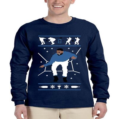 ALLNTRENDS Men's Long Sleeve Hotline Bling Blue Hotline Ugly Sweater (S, Navy Blue)