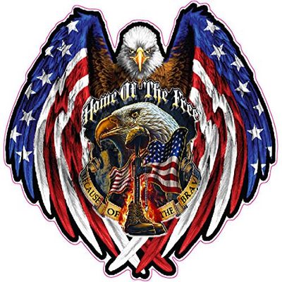 American Bald Eagle Home of The Free Because of The Brave Large 12" Decal