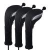 Andux 3pcs/Pack Long Neck Golf Hybrid Club Head Covers Dial No. Tag CTMT-02 Black view 1