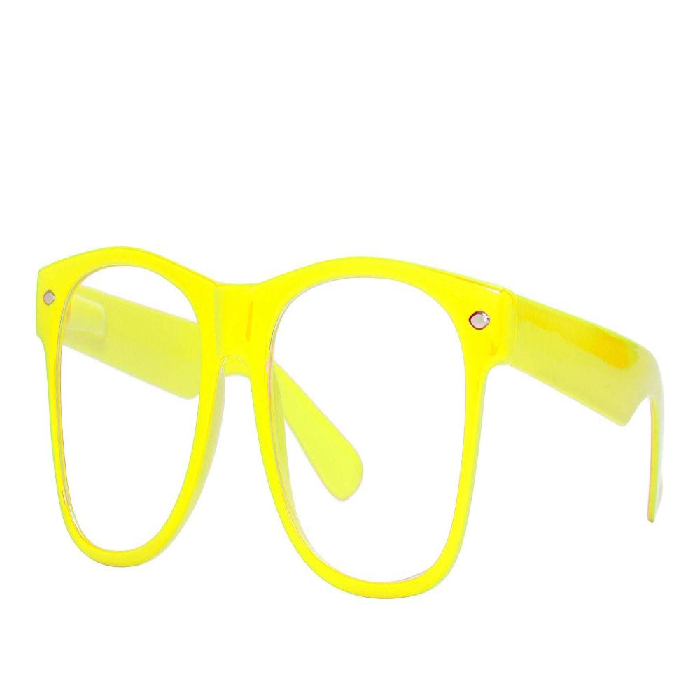 Gravity Shades Horn-Rimmed Clear Sunglasses, Neon Yellow