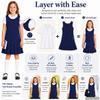 Bienzoe Girls School Uniform Jumper: Sleeveless Pleated Dress Navy 10 view 2