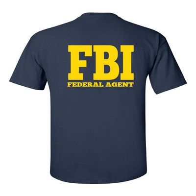 All Things Apparel FBI Federal Bureau of Investigation Front & Back Men's T-Shirt- Med Navy (ATA241)