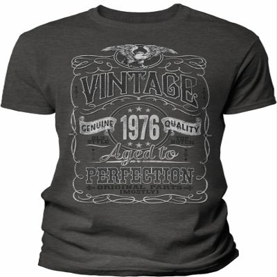 50th Birthday Gift Shirt for Men - Vintage 1976 Aged to Perfection - Dk. Heather-002-Sm