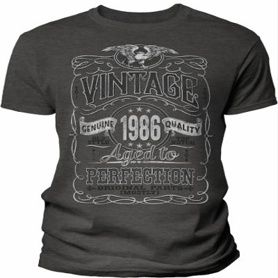 40th Birthday Gift Shirt for Men - Vintage 1986 Aged to Perfection - Dk. Heather-002-2X