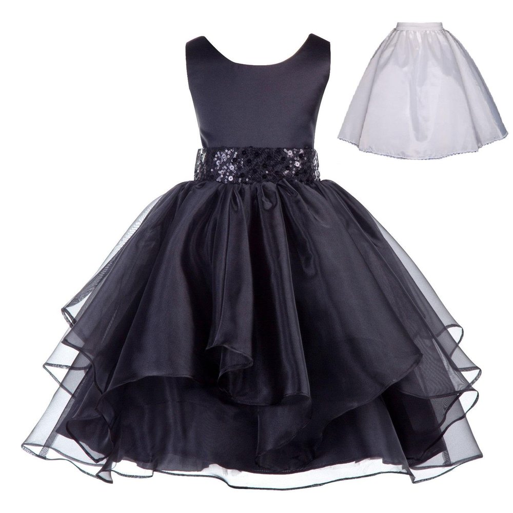 ekidsbridal Wedding Ruffles Organza Flower Girl Dress Sequin Toddler Pageant Free Petticoat 012s