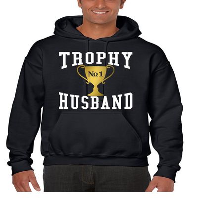 ALLNTRENDS Men's Hoodie Trophy Husband Cool Xmas Gift Love Family Top (2XL, Black)