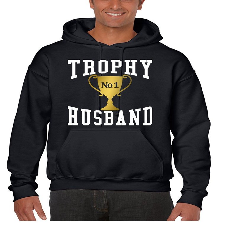 ALLNTRENDS Men's Hoodie Trophy Husband Cool Xmas Gift Love Family Top (2XL, Black)