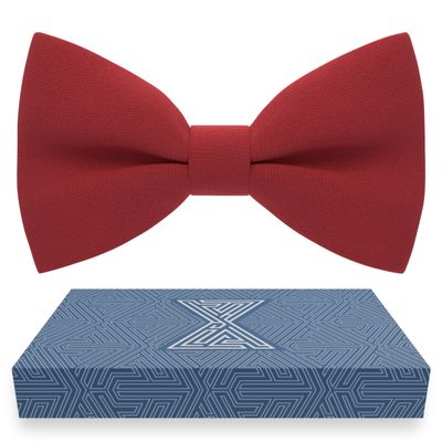 Baby Boys Red Bow Tie Gabardine Fabric Material for Kids Bowtie, Toddler Bow ties Formal Pre-Tied Tuxedo Clip on Shape Infant Handmade Bow ties for Any Ages in Solid Colors(Small, Red)