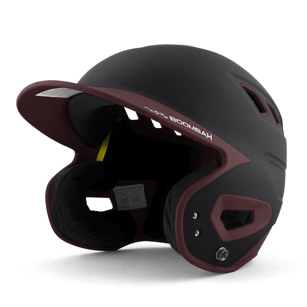 Boombah DEFCON Batting Helmet Black/Maroon - Size Junior 6 1/4" - 7"