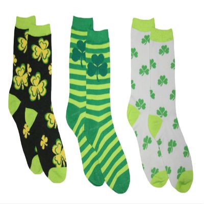 BAKK Enterprise St. Patrick's Day Womens' Crew Socks 3 Pair (Shamrocks)