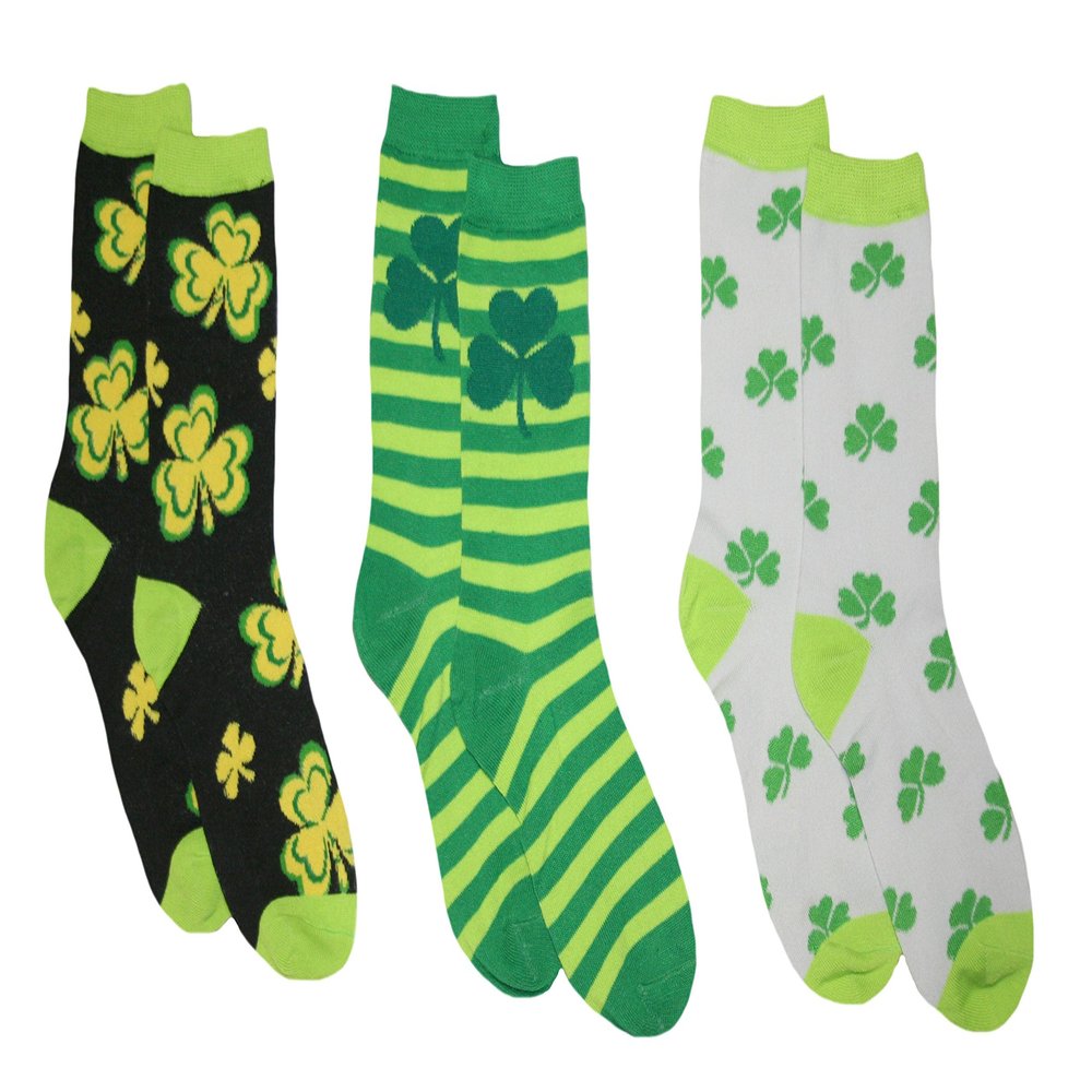 BAKK Enterprise St. Patrick's Day Womens' Crew Socks 3 Pair (Shamrocks)