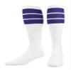 TCK Retro 3 Stripe Tube Socks (Purple, Large) view 1