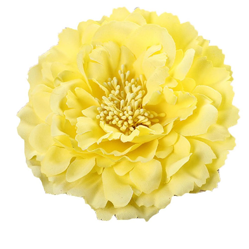 HC-01 Floral Fall Peony Flower Hair Clip Flamenco Dancer Pin up Flower Brooch (Yellow)