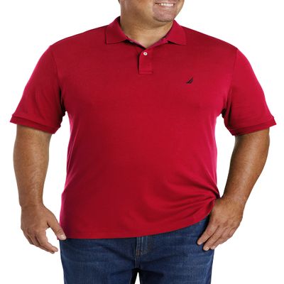 Nautica Men's Classic Fit Short Sleeve Solid Soft Cotton Polo Shirt Shirt, Nautica Red, Small