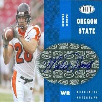 Sports Memorabilia Autograph Warehouse 62162 Mike HASS Autographed Football Card Oregon State 2006 Sage Hit Rookie No. A28