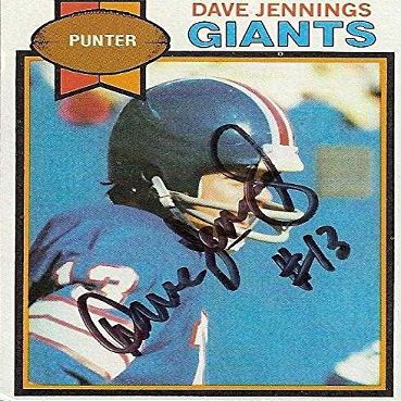 Sports Memorabilia Autograph Warehouse 39593 Dave Jennings Autographed Football Card New York Giants 1979 Topps No. 25