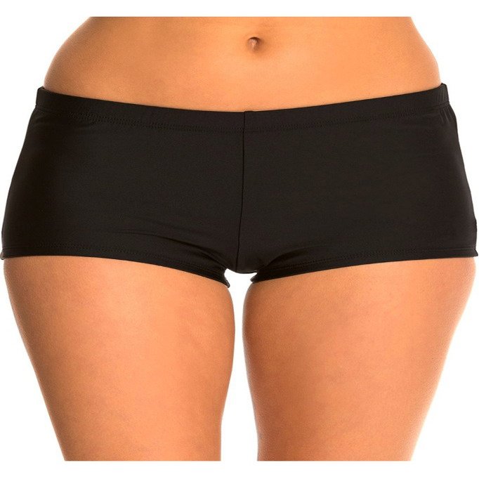 Labelar Women Swimming Shorts Bikini Bottom Tummy Control Solid Black Swim Boyshorts