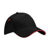 Beechfield Unisex B015 Ultimate 5-Panel Sandwich Peak Cap Black/Yellow view 2