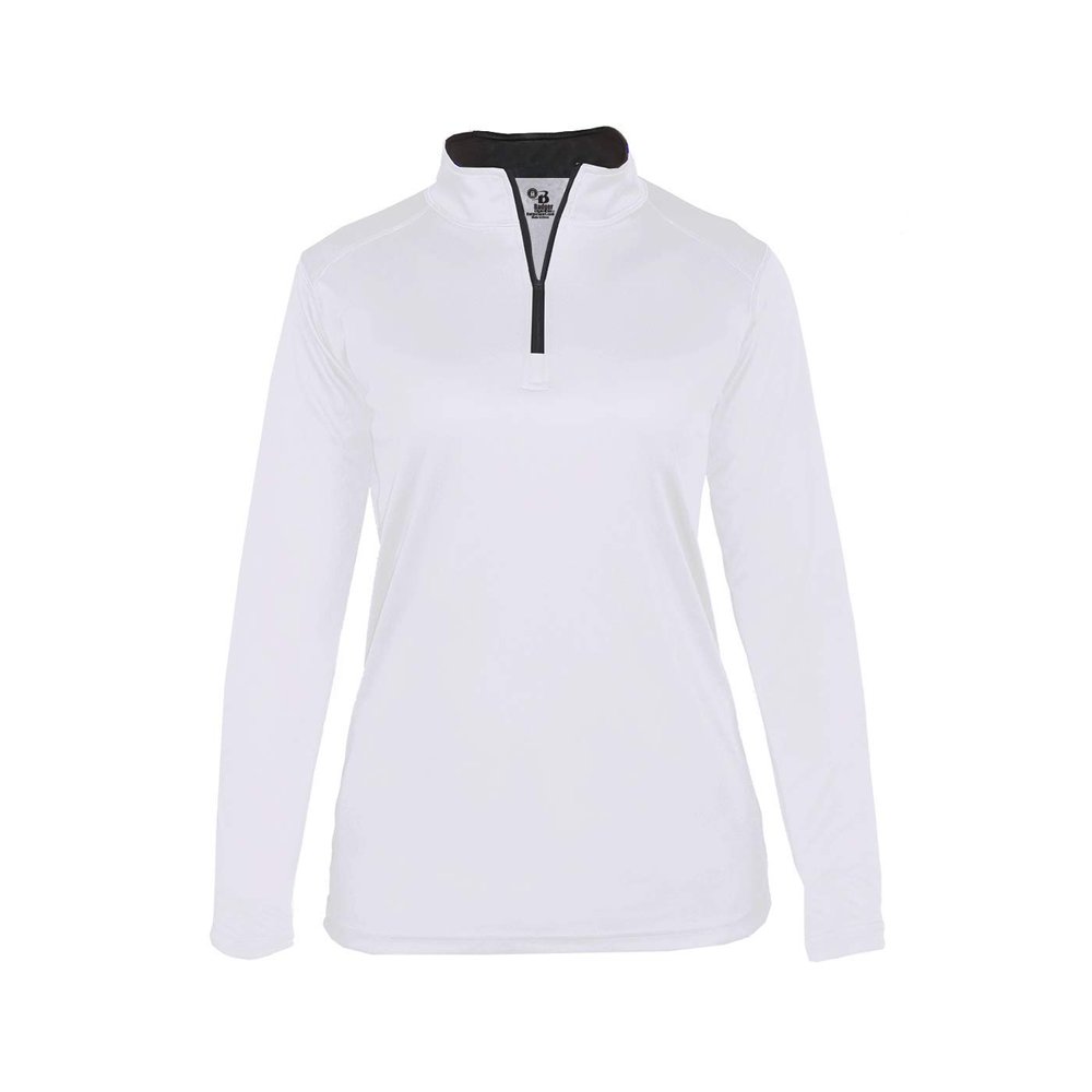 White Ladies Medium Long Sleeve 1/4 Zip Pullover Wicking Sports Jacket