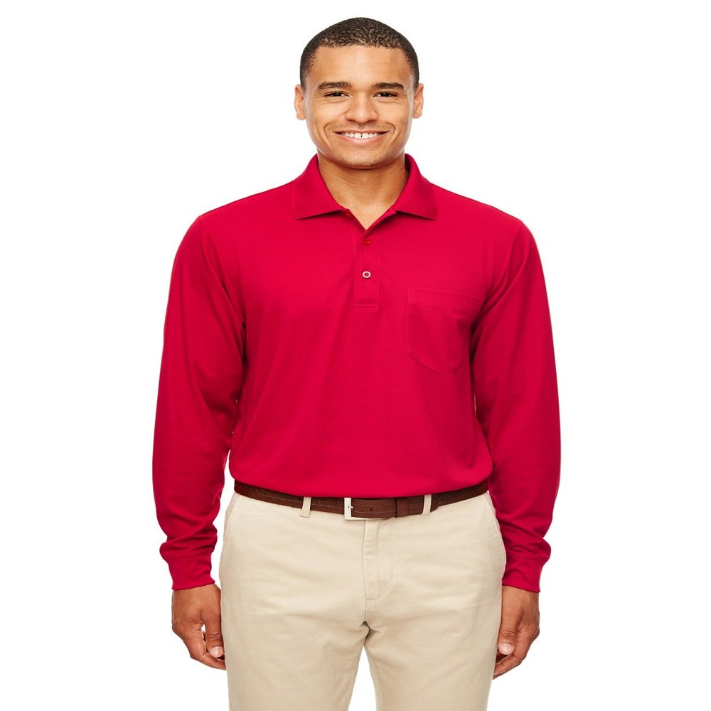 Adult Pinnacle Performance Long-Sleeve Piqu Polo with Pocket 4XL CLASSIC RED