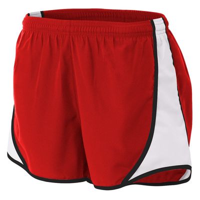 A4 Womens 3" Speed Short, Large, Scarlet/White