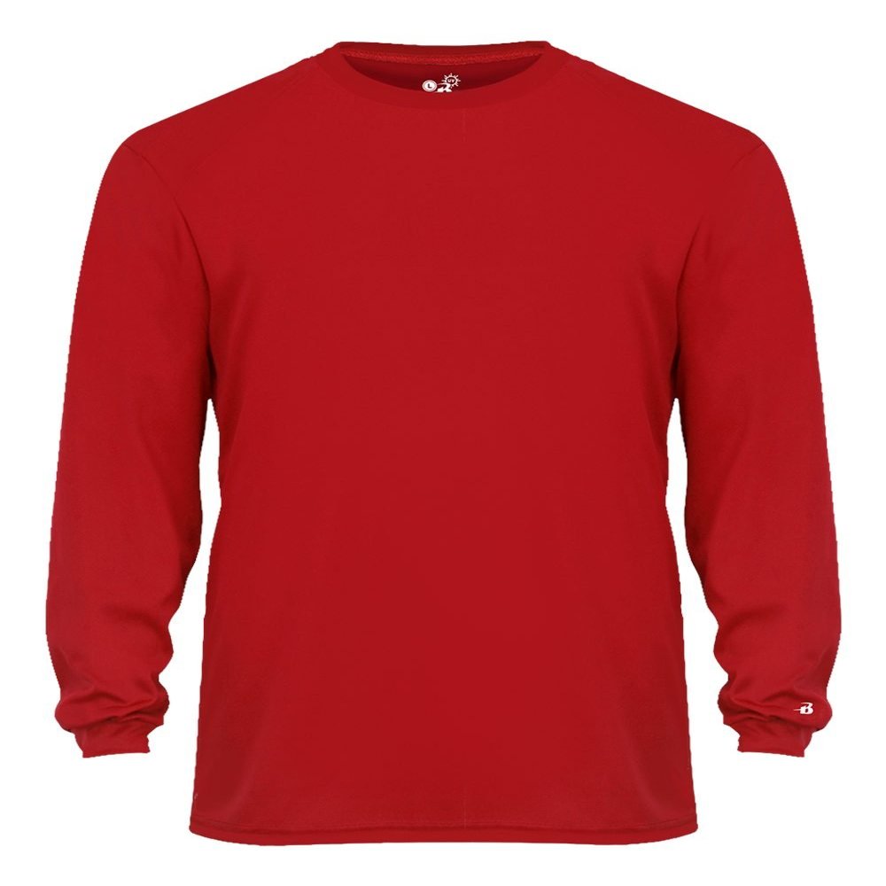 Badger Sport C2 Red Youth Small Long Sleeve Wicking Tee