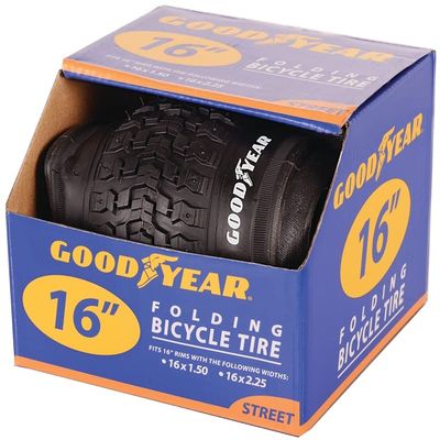 Goodyear 91052 Folding Bike Tire, For Use With 16 in x 1-1/2 - 2-1/4 in Rim, Black