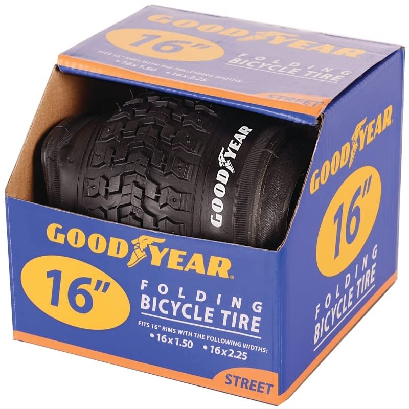 Goodyear 91052 Folding Bike Tire, For Use With 16 in x 1-1/2 - 2-1/4 in Rim, Black