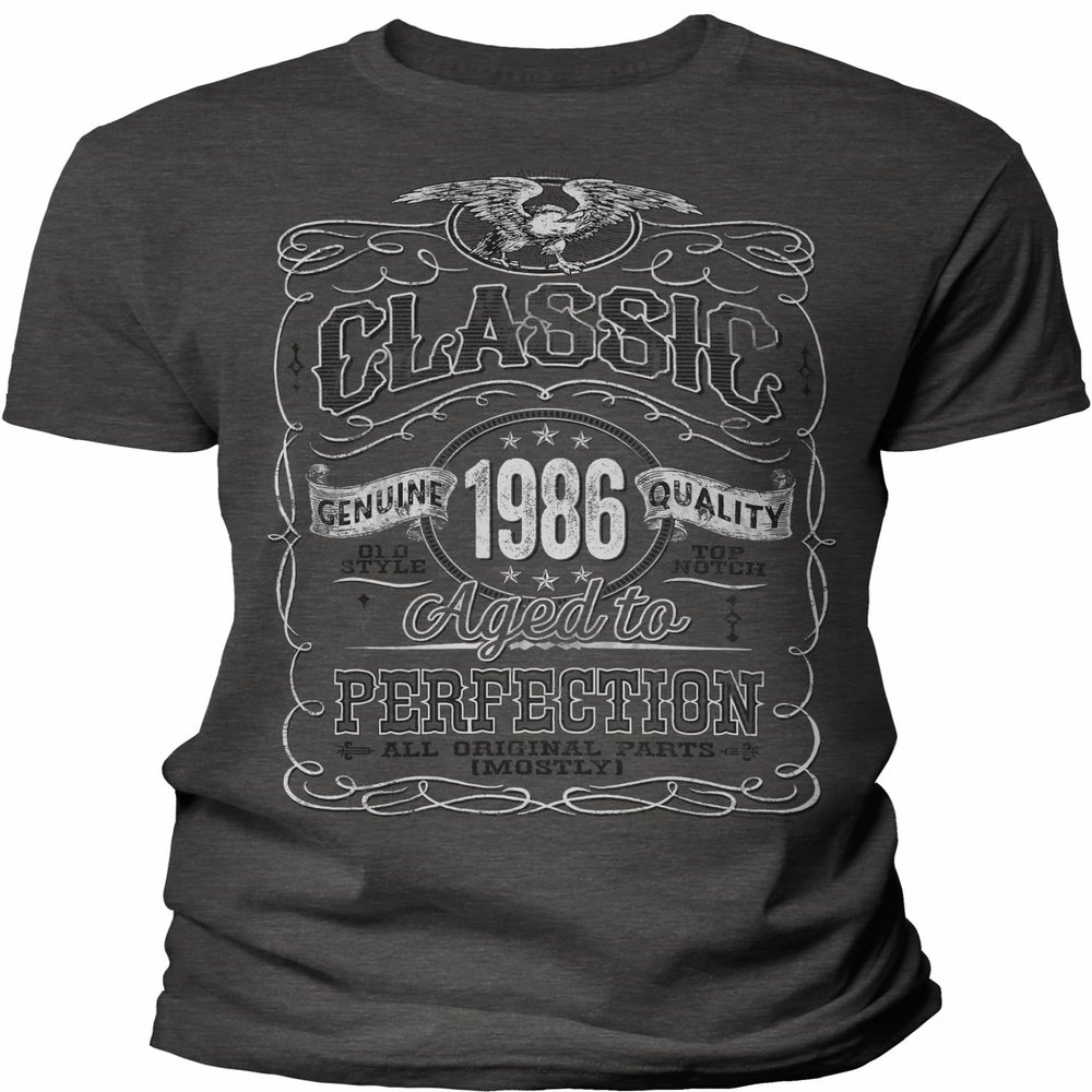 40th Birthday Gift Shirt for Men - Classic 1986 Aged to Perfection - Dk. Heather-002-4X