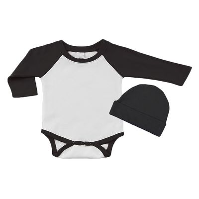 Long Sleeve Raglan Bodysuit and Cap Set, 6-12M White/Black