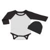 Long Sleeve Raglan Bodysuit and Cap Set, 6-12M White/Black view 1