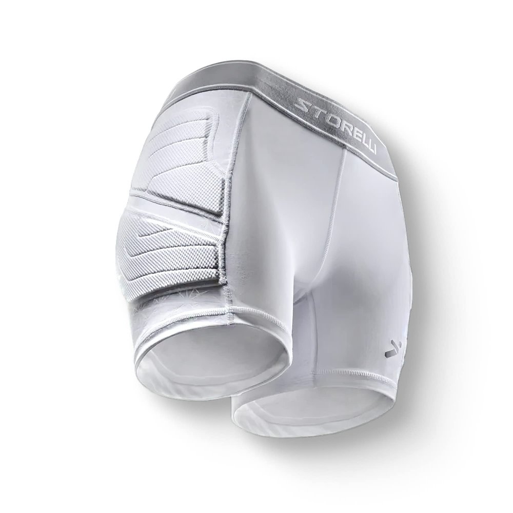 Storelli Womens BodyShield Impact Sliders 2, High-Impact Protection, Sweat-Wicking, UV-Resistant Athletic Undershorts for Soccer & Heavy-Duty Sports, White, Extra Small