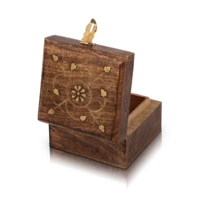 Great Birthday Gift Ideas Handmade Decorative Wooden Jewelry Box With Free Lock & Key Jewelry Organizer Keepsake Box Treasure Chest Trinket Holder Lock Box Watch Box 4 x 4 Inch