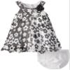 Bonnie Baby Baby Girls' Daisy Print Crystal Pleat (6-9 Months, Black/White) view 1