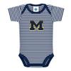 Creative Knitwear University of Michigan Wolverines Outline Block M Striped Baby Bodysuit Navy view 1