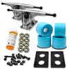 Yocaher Longboard Skateboard Trucks Combo Set 71mm Wheels + 7"/180mm Heavy Duty Aluminum Polished Trucks, Bearing, Riser Pad, and Longboard Hardware Package (Babyblue Wheel & Polished Trucks) view 1