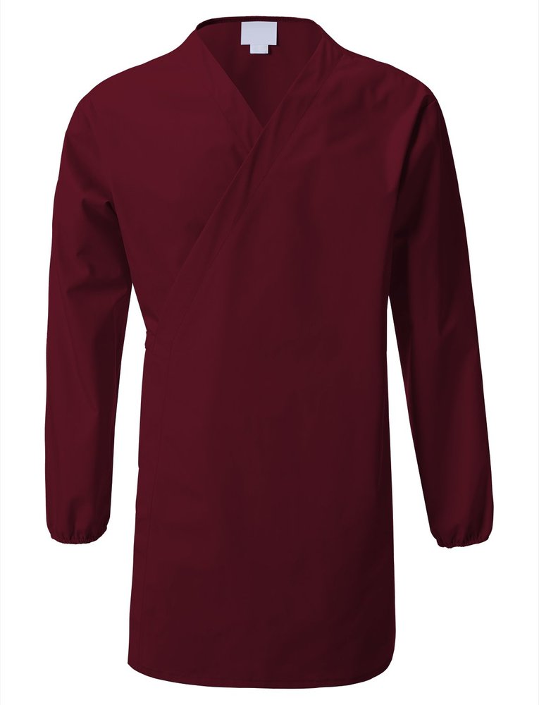 7 Encounter Unisex Multifunctional Long Sleeves Wrap Smock Burgundy Size S/M