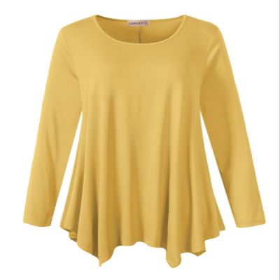 LARACE Womens Long Sleeve Flattering Comfy Tunic Loose Fit Flowy Top (3x, Yellow)