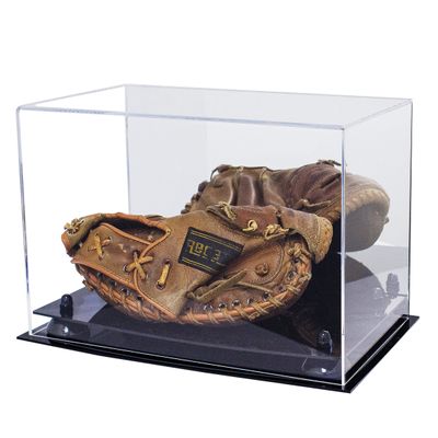 Better Display Cases Acrylic Baseball Catchers Glove Display Case Black Risers Mirror (A011/V16)