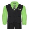 Rafael Boy's Vest and Pant Set, Includes Shirt, Tie and Hanky - 4T, Black/Lime view 1