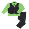 Rafael Boy's Vest and Pant Set, Includes Shirt, Tie and Hanky - 4T, Black/Lime view 2