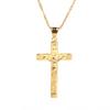 24K Gold Plated Jesus Crucifix Cross INRI Pendant with Engraved Heart Necklace Jewelry view 1