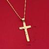 24K Gold Plated Jesus Crucifix Cross INRI Pendant with Engraved Heart Necklace Jewelry view 2