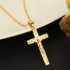 24K Gold Plated Jesus Crucifix Cross INRI Pendant with Engraved Heart Necklace Jewelry view 4