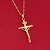24K Gold Plated Jesus Christ On The Cross Crucifix Pendant Necklace Jewelry view 3