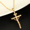 24K Gold Plated Jesus Christ On The Cross Crucifix Pendant Necklace Jewelry view 4