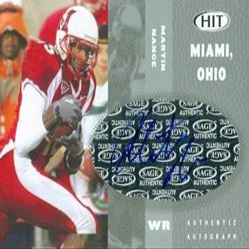 Sports Memorabilia Autograph Warehouse 62100 Martin Nance Autographed Football Card Miami Ohio 2006 Sage Hit Rookie No. A15